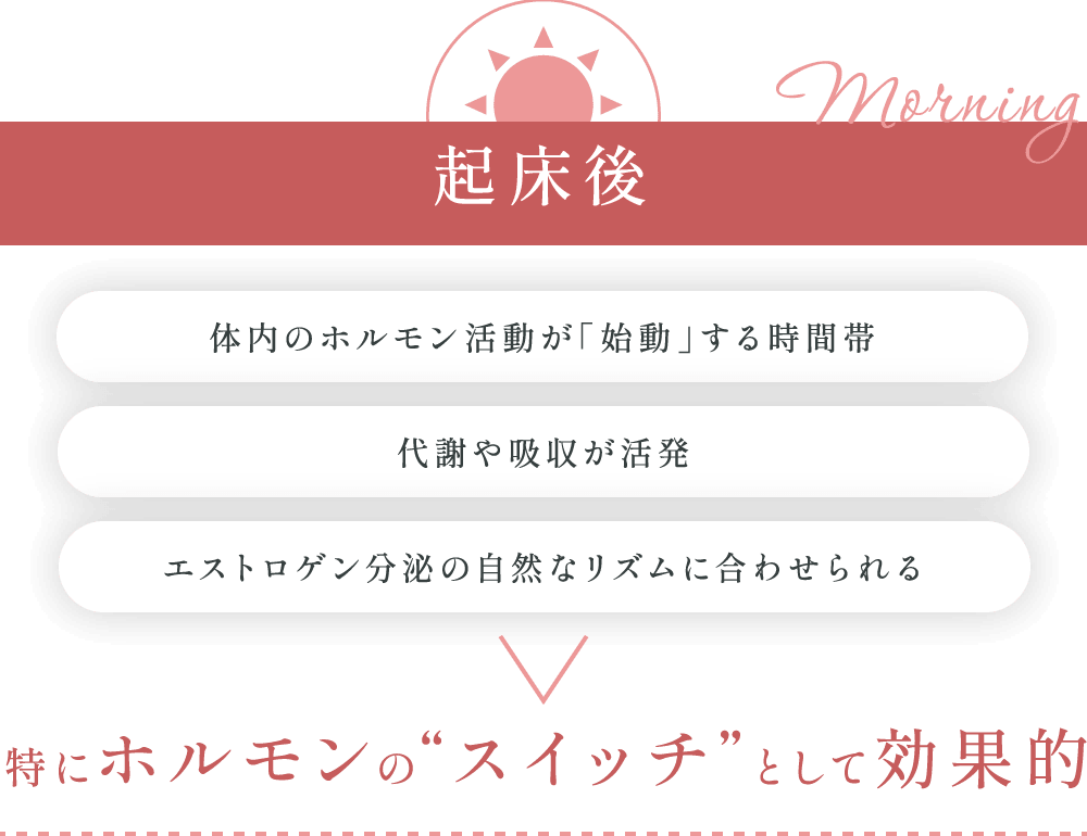 【起床後】特にホルモンの“スイッチ”として効果的